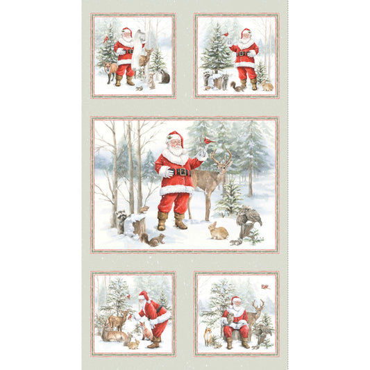 Scenic winter landscape capturing the festive Christmas spirit with snow-covered trees and decorations