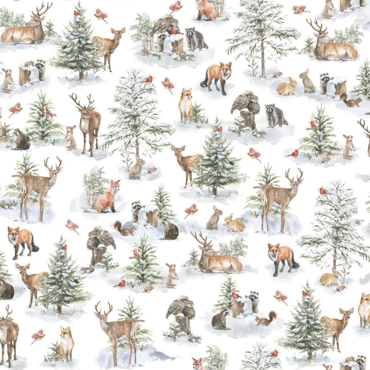 P&B Textiles Woodland Whispers Woodland Creature Allover Quilting Cotton