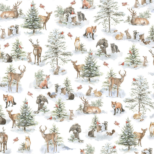 Intricate woodland quilting design showcasing detailed forest motifs on premium fabric