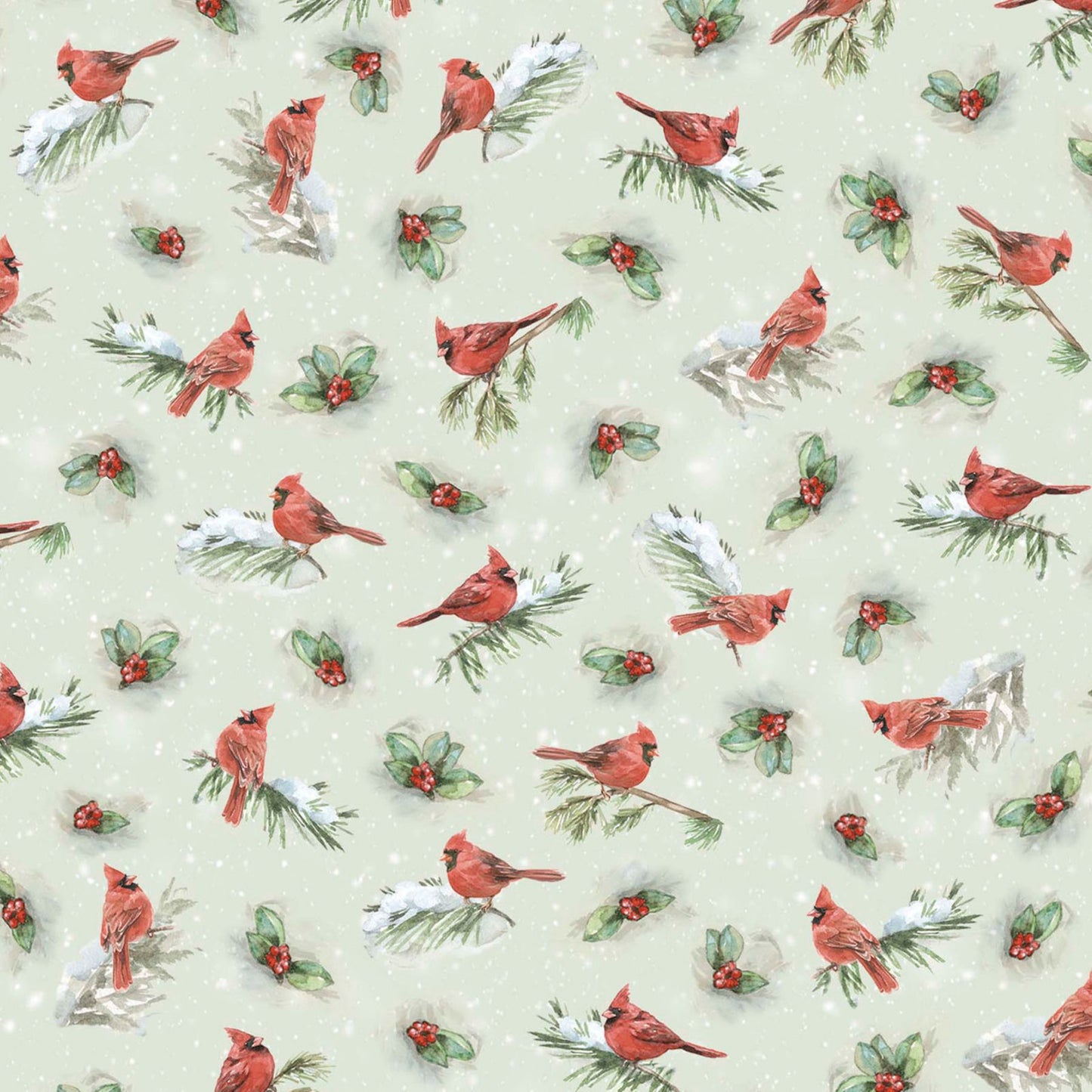 P&B Textiles Woodland Whispers Cardinal Allover Fabric by the Yard