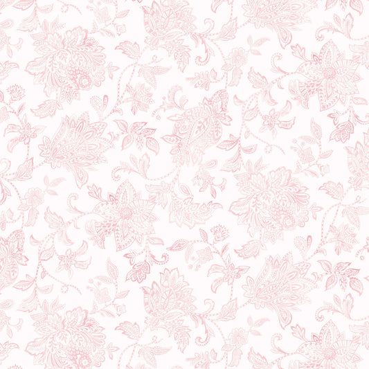 Tonal Floral Blender Fabric – Yours Truly Collection, Pale Pink Floral Etched Quilting Cotton,