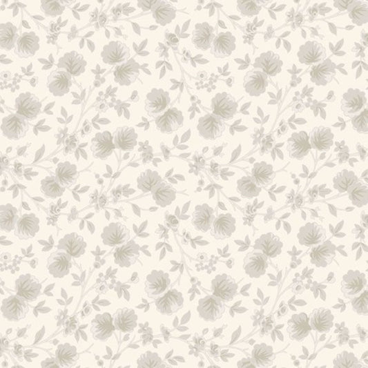 Steelworks II Fabric by Dolores Smith for Marcus Fabrics – Pale Gray Florals on Cream