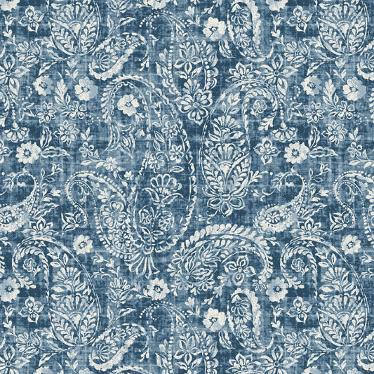 Blue Paisley Cotton Fabric | Americana Fabric by Studio E | Pieces of America Collection