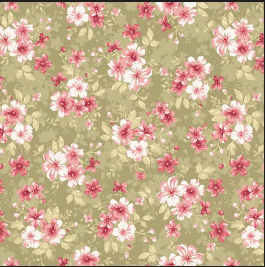Elizabeth Floral Bouquet Toss Fabric, Vintage Floral Cotton by the Yard