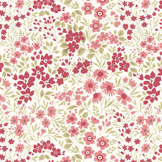 Pink Floral Cotton Fabric – Elizabeth All Over Floral | Studio E Fabrics