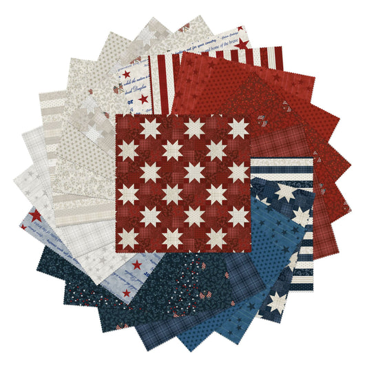 American Valor 10 Inch Precut Cotton Quilting Squares | Patriotic Red White Blue Fabric