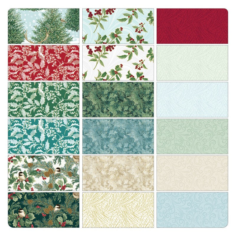 A Winter’s Day 10” Squares | Benartex Fabric | Precut Cotton Quilting Fabric | Winter Wildlife, Snowflakes, Chickadees – 42 Pieces