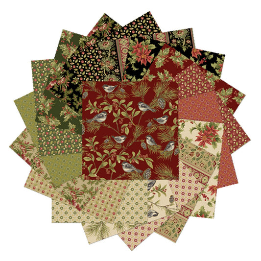 Benartex Christmas At Home 10 Inch Precut Cotton Fabric Squares – 42 Pieces