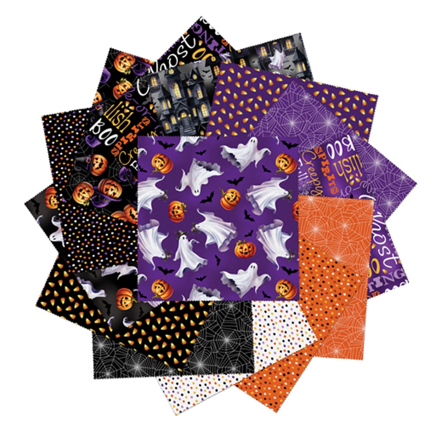 Ghostly Soiree 10 Inch Precut Fabric Squares | Benartex Halloween Layer Cake Bundle
