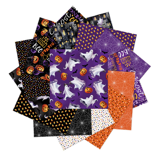 Ghostly Soiree 10 Inch Precut Fabric Squares | Benartex Halloween Layer Cake Bundle