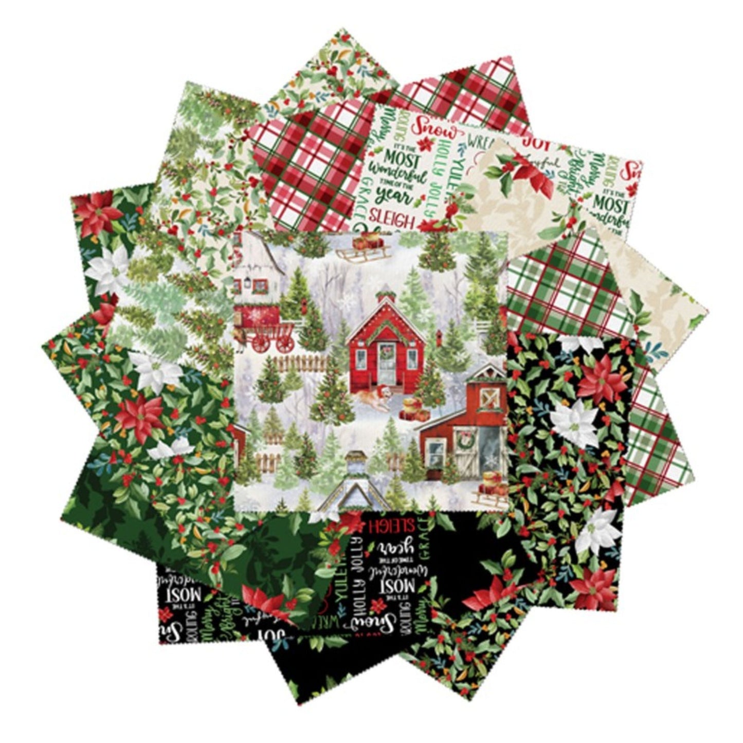Heartland Holiday 10" Precut Fabric Squares | Benartex 42 Piece Quilting Cotton Bundle
