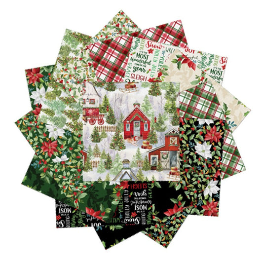 Heartland Holiday 10" Precut Fabric Squares | Benartex 42 Piece Quilting Cotton Bundle