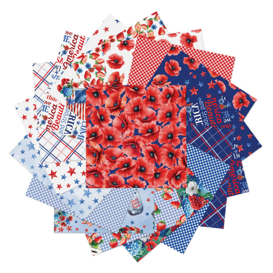 Benartex Red White and Sweet 10 Inch Precut Cotton Fabric Squares – 42 Pieces