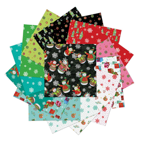 Snow Joy 10 Inch Precut Fabric Squares | Benartex Christmas Layer Cake Bundle