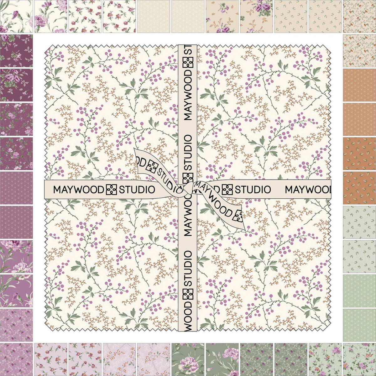 Courtland 10" Precut Quilting Cotton Squares | Floral Layer Cake.