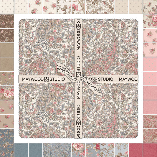 Meadow Blush | Floral & Paisley 10 Inch Precut Cotton Fabric | 42 pieces