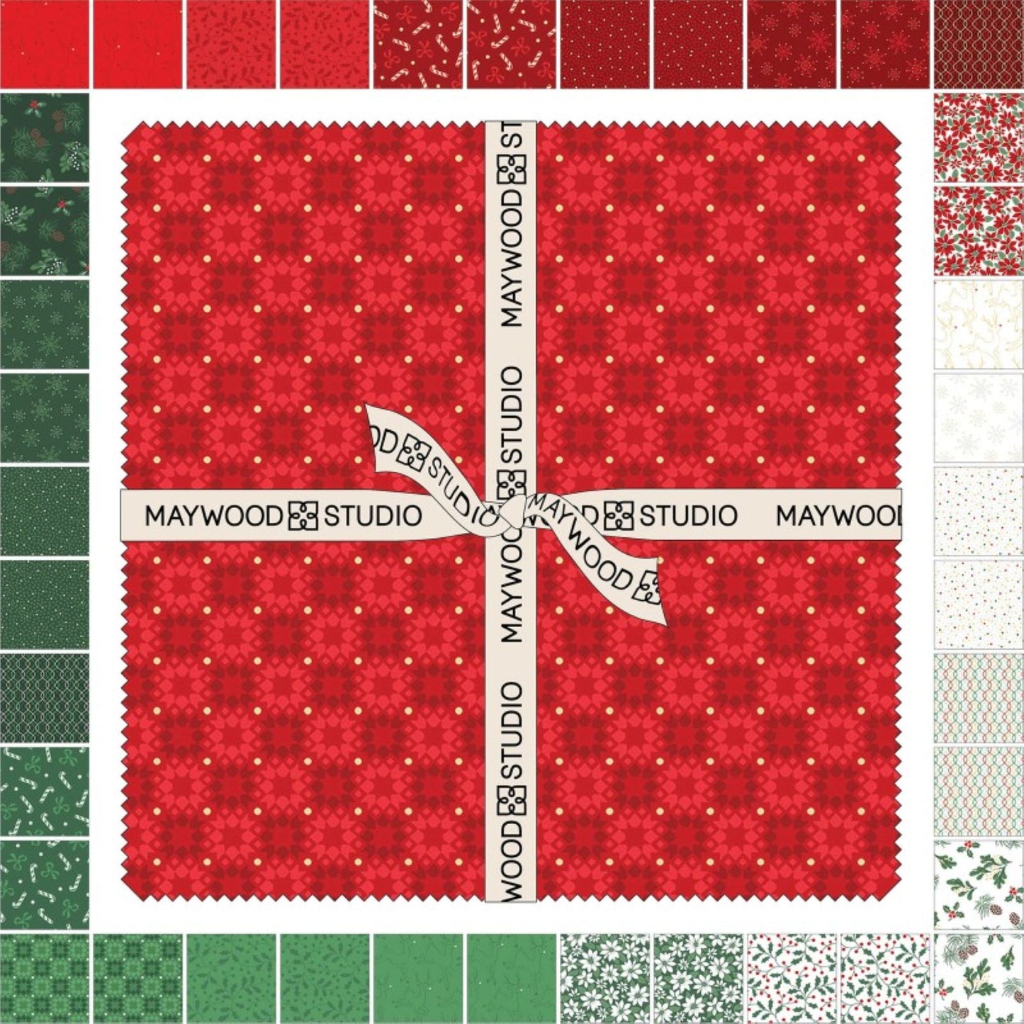 Merry Mix 10” Precut Quilting Squares by Maywood Studios | Christmas Fabric Bundle