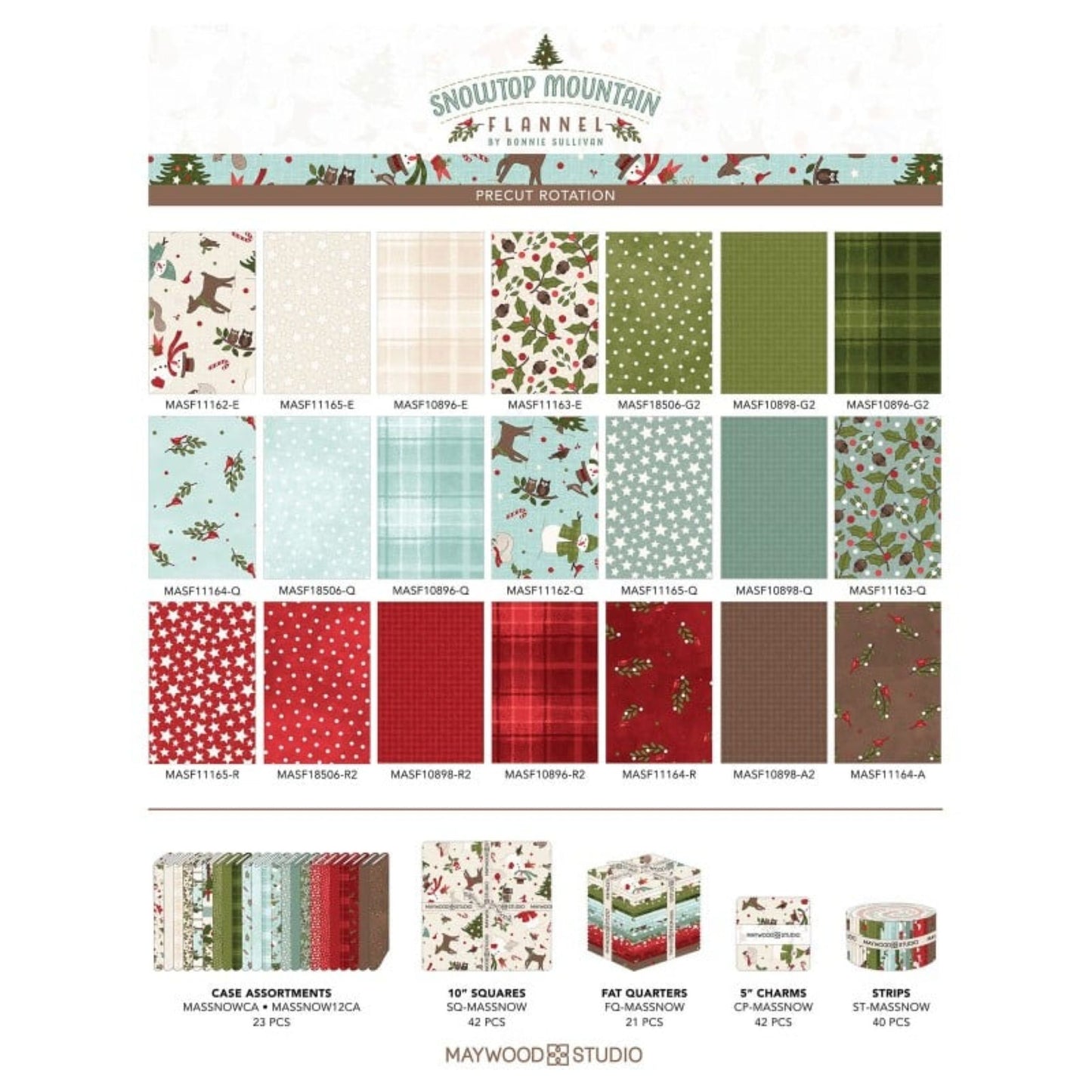 Snowtop Mountain Flannel 10" Squares | Maywood Studio Christmas Layer Cake Fabric Pack