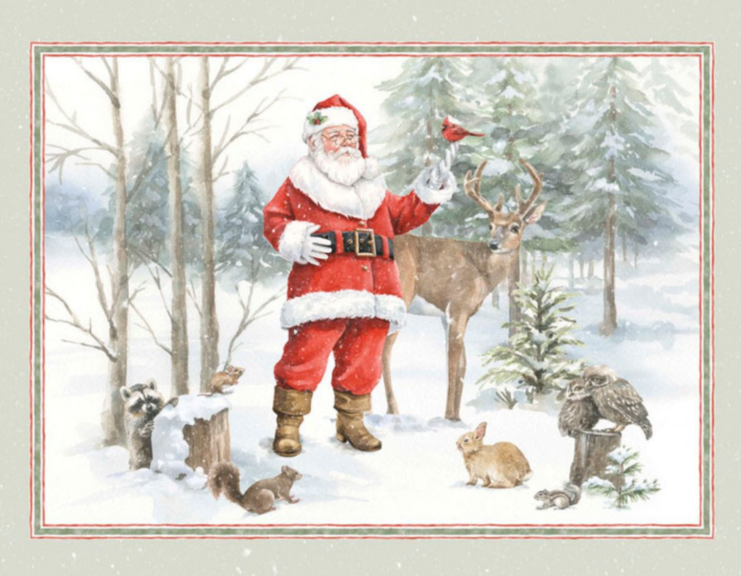 P&B Textiles Woodland Whispers Santa's Woodland Wonder 24" Fabric Panel