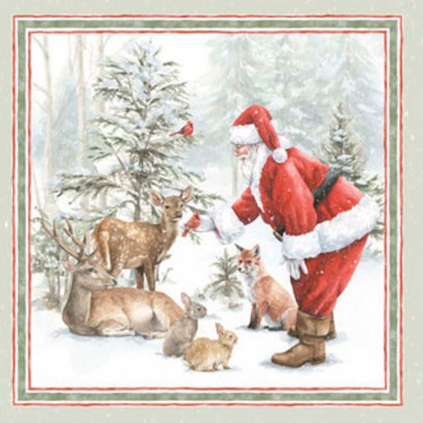 P&B Textiles Woodland Whispers Santa's Woodland Wonder 24" Fabric Panel