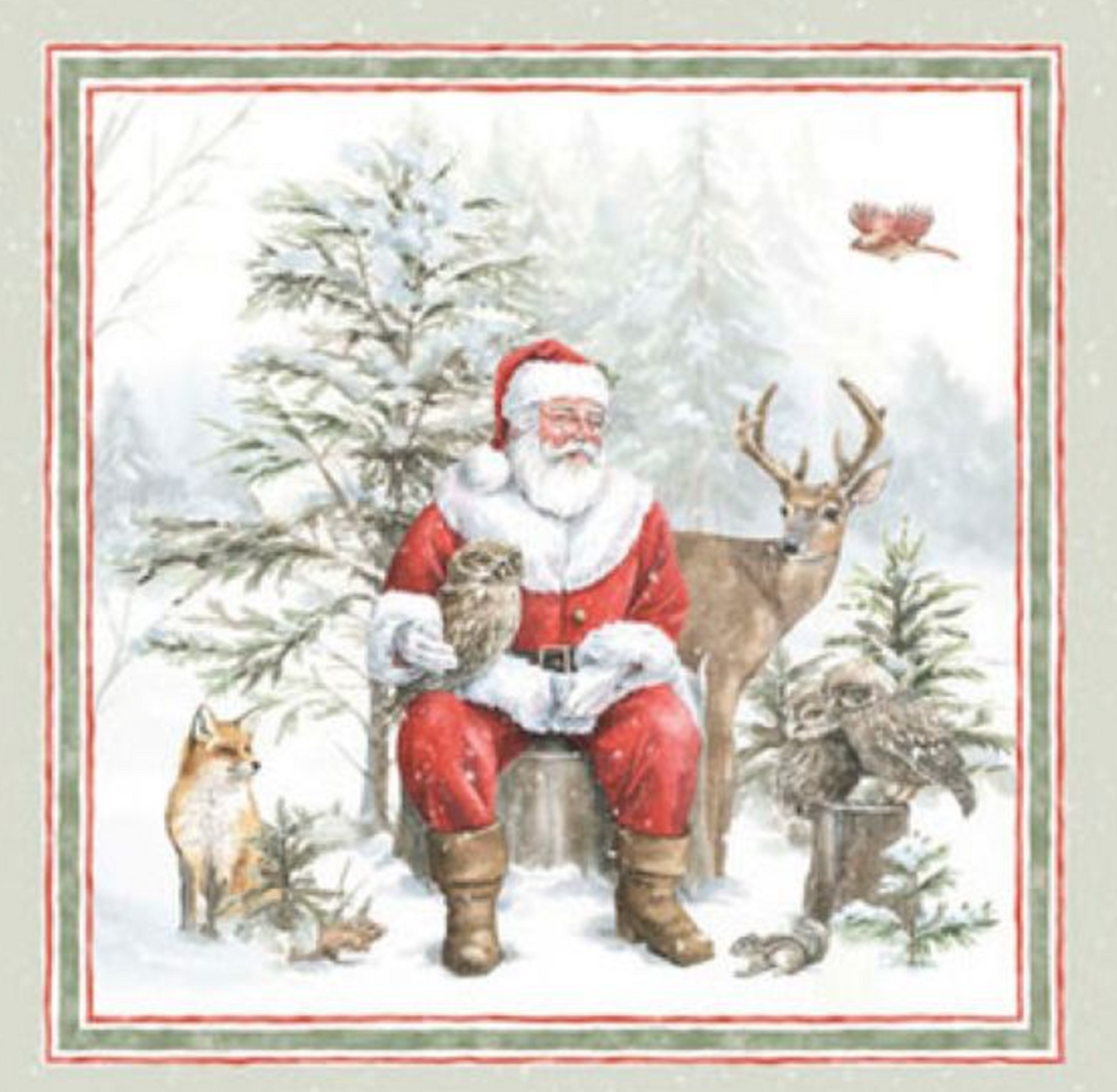 P&B Textiles Woodland Whispers Santa's Woodland Wonder 24" Fabric Panel