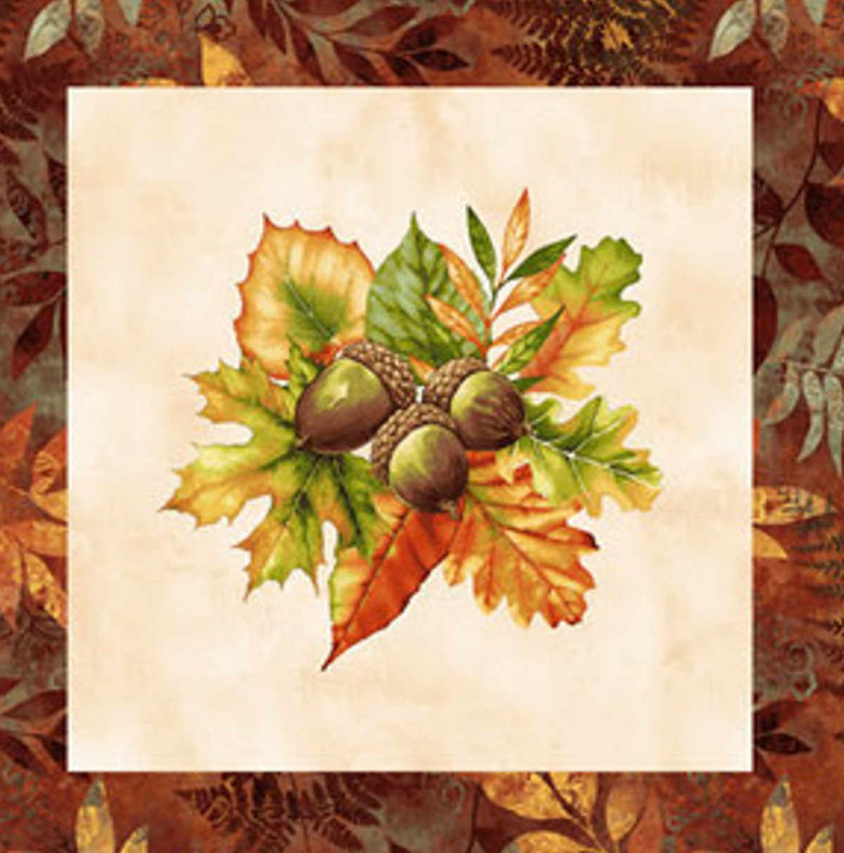 Henry Glass Oak & Berries Birds & Leaves Block Fabric by the Yard