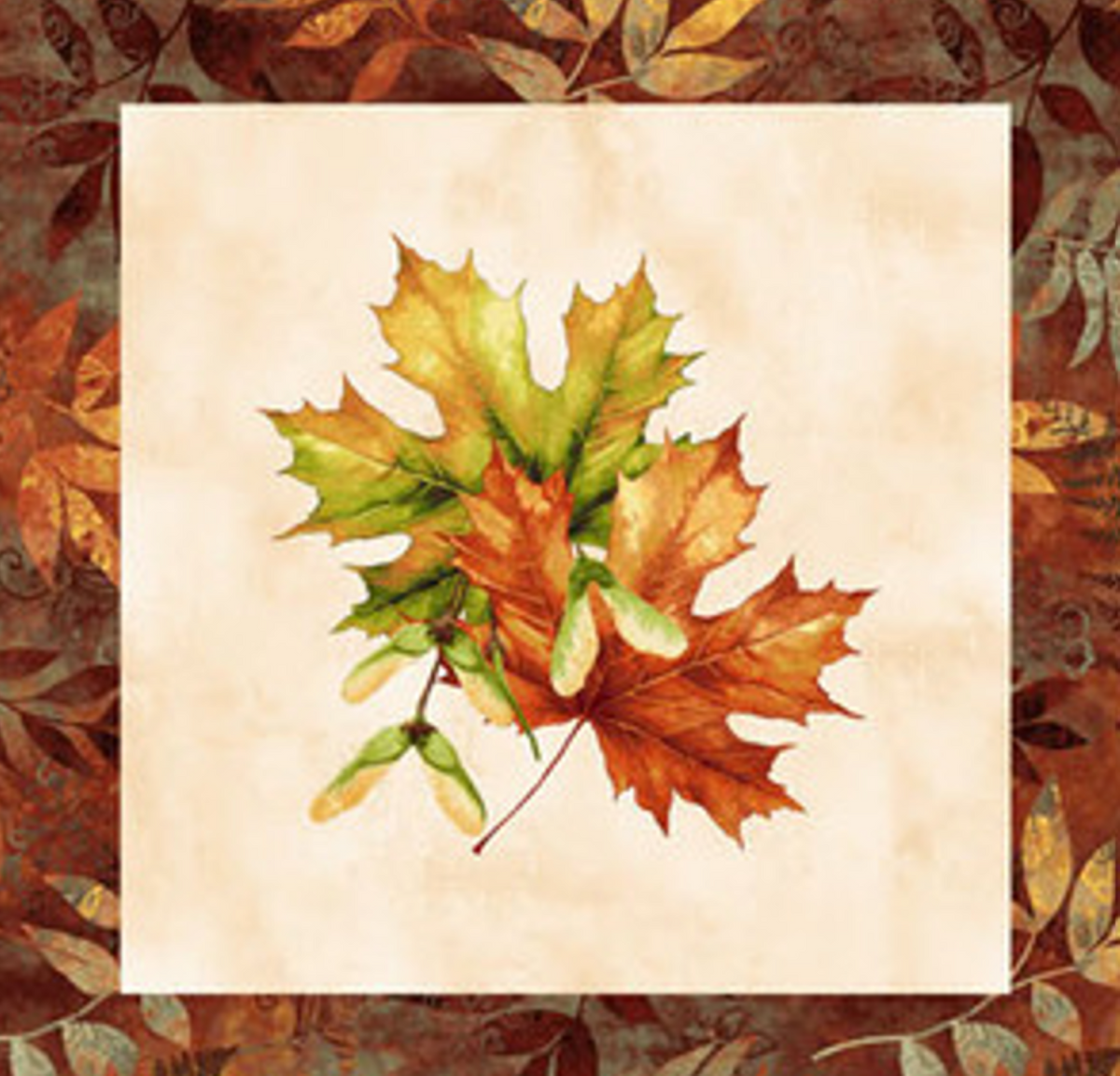 Henry Glass Oak & Berries Birds & Leaves Block Fabric by the Yard