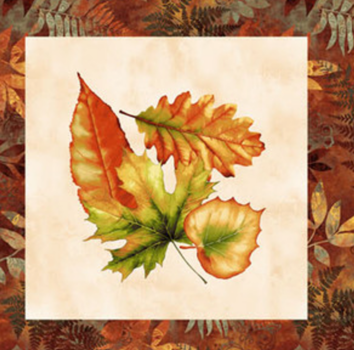 Henry Glass Oak & Berries Birds & Leaves Block Fabric by the Yard