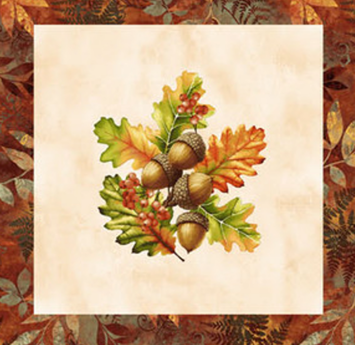 Henry Glass Oak & Berries Birds & Leaves Block Fabric by the Yard