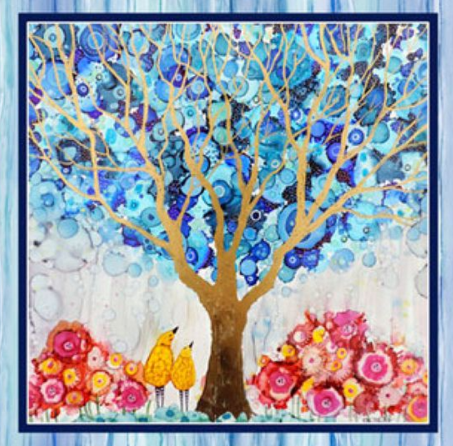 Tree Of Life Panel: 8-Block Quilt Fabric, 100% Cotton Fabric, 9.5-Inch Blocks.