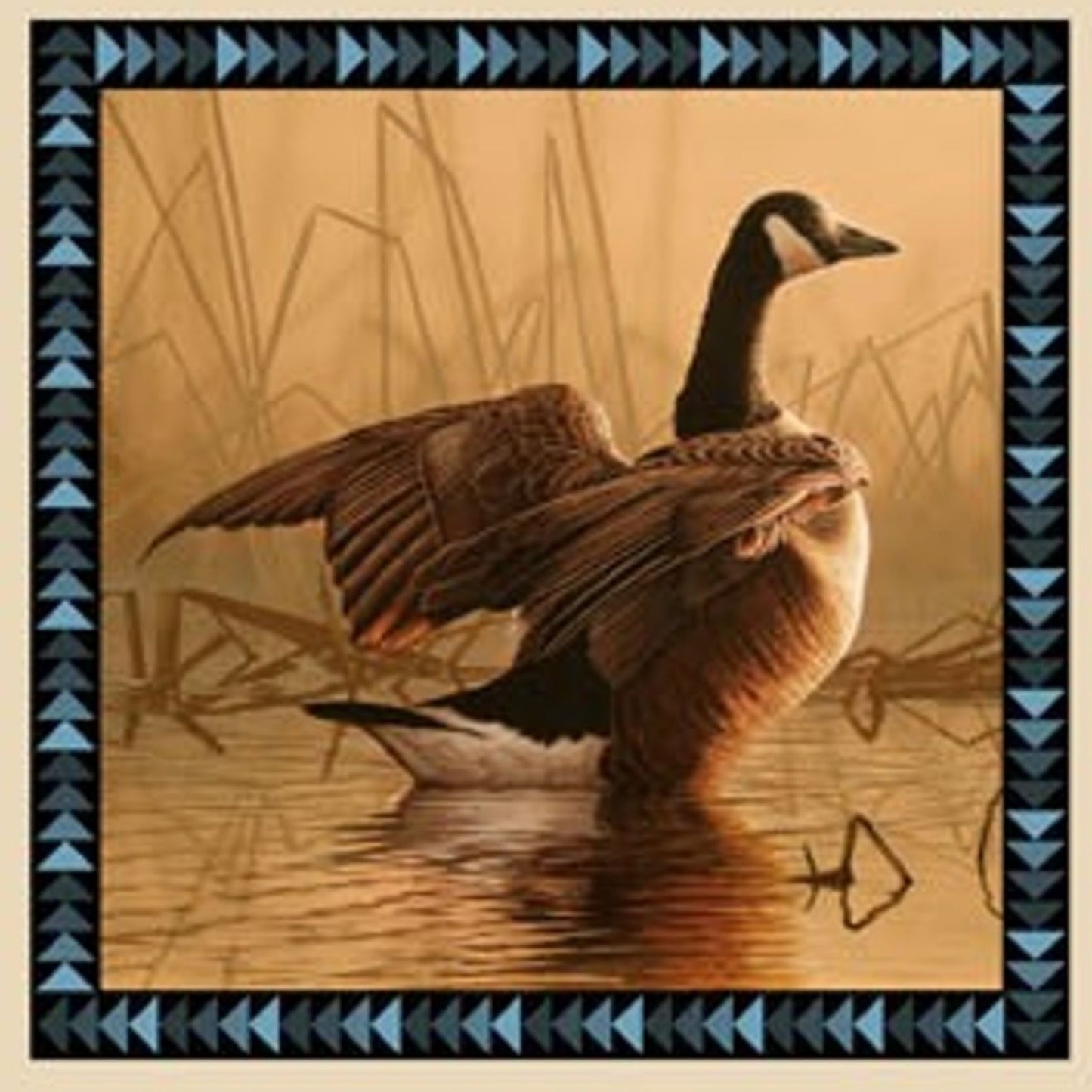 Wings Goose Quilt Block Panel Fabric | Wildlife Cotton Quilt Panel