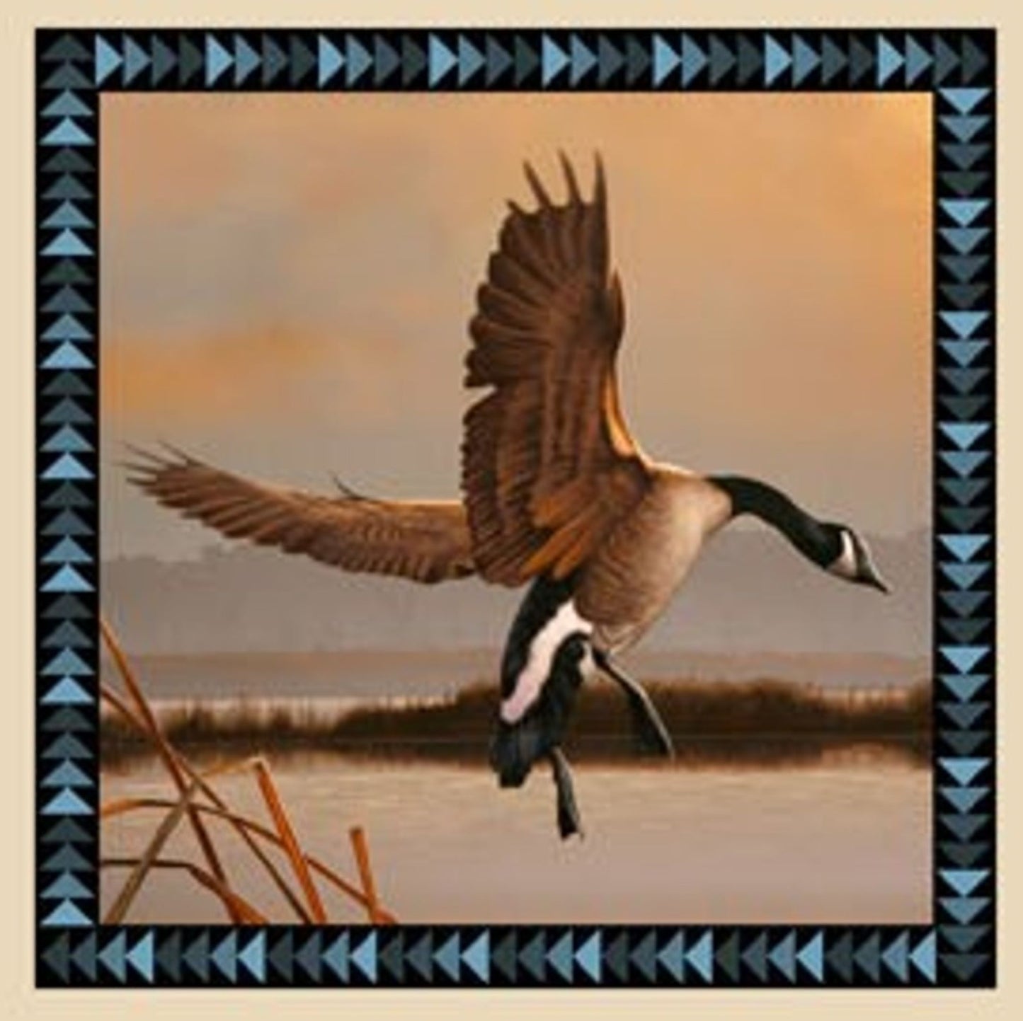 Wings Goose Quilt Block Panel Fabric | Wildlife Cotton Quilt Panel