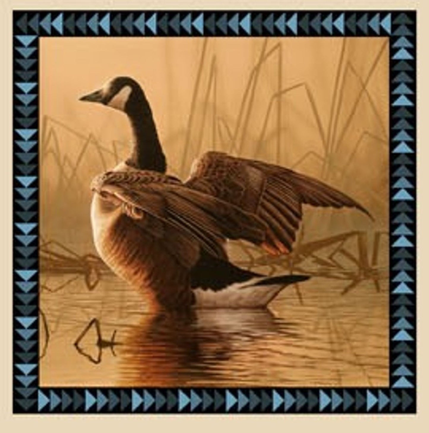 Wings Goose Quilt Block Panel Fabric | Wildlife Cotton Quilt Panel