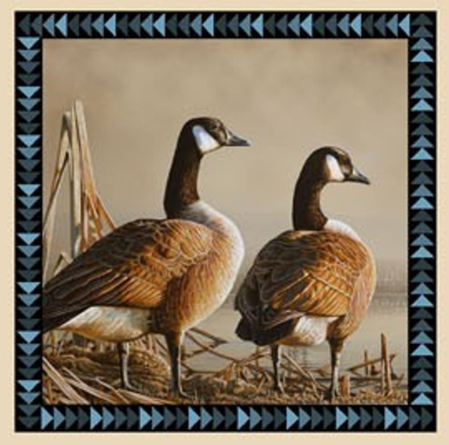 Wings Goose Quilt Block Panel Fabric | Wildlife Cotton Quilt Panel