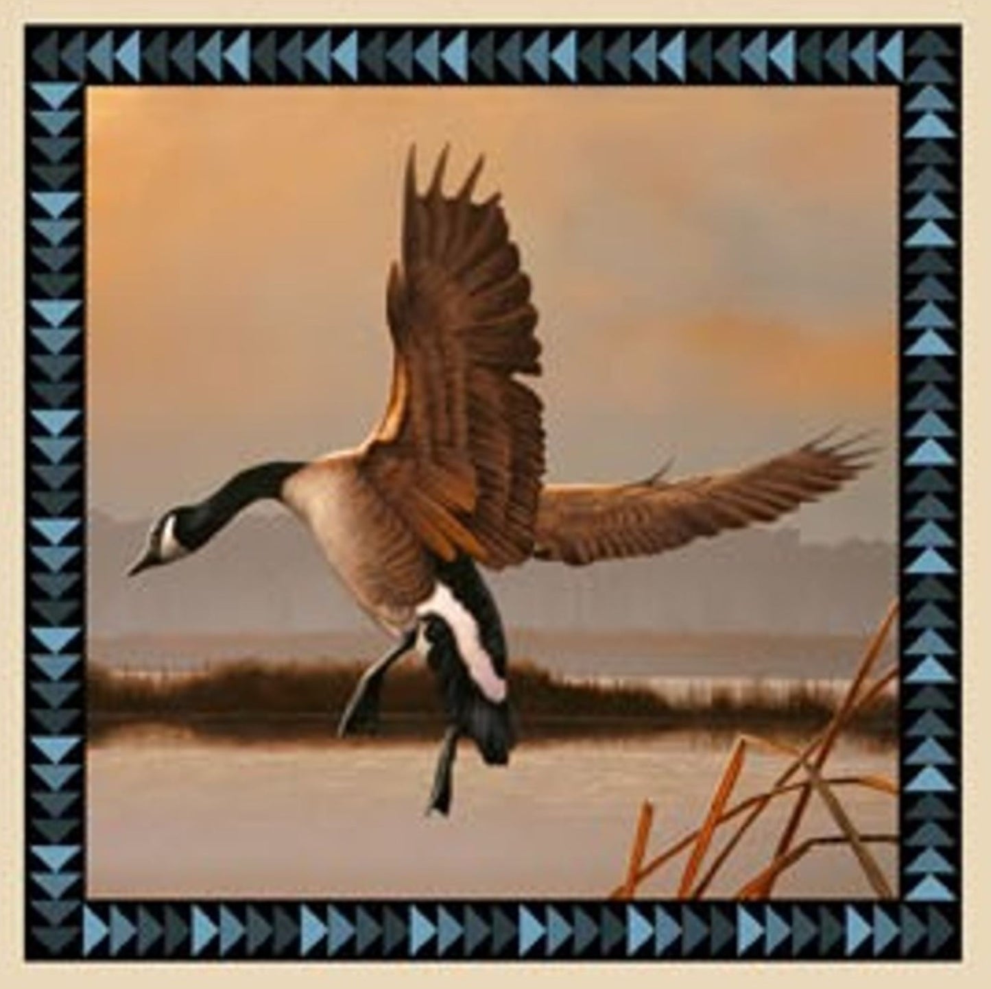 Wings Goose Quilt Block Panel Fabric | Wildlife Cotton Quilt Panel