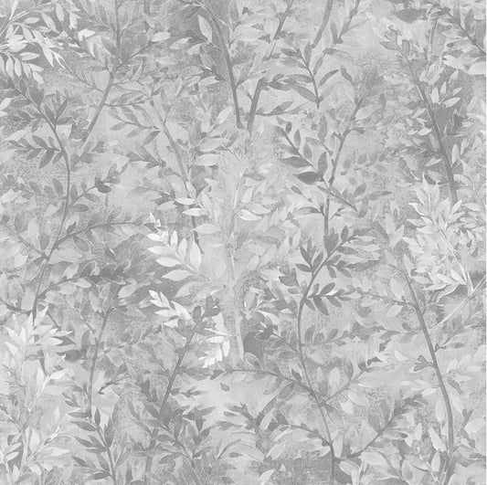 Mystic Mixers Fabric by Oasis Prints | Silvery Grey Leaf Blender | 100% Quilting Cotton