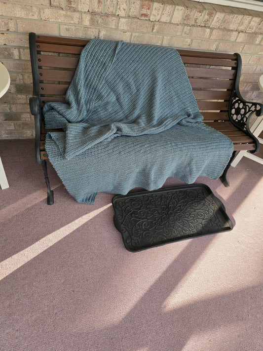 Dusty Teal Hand-Crocheted Blanket – Soft & Luxurious