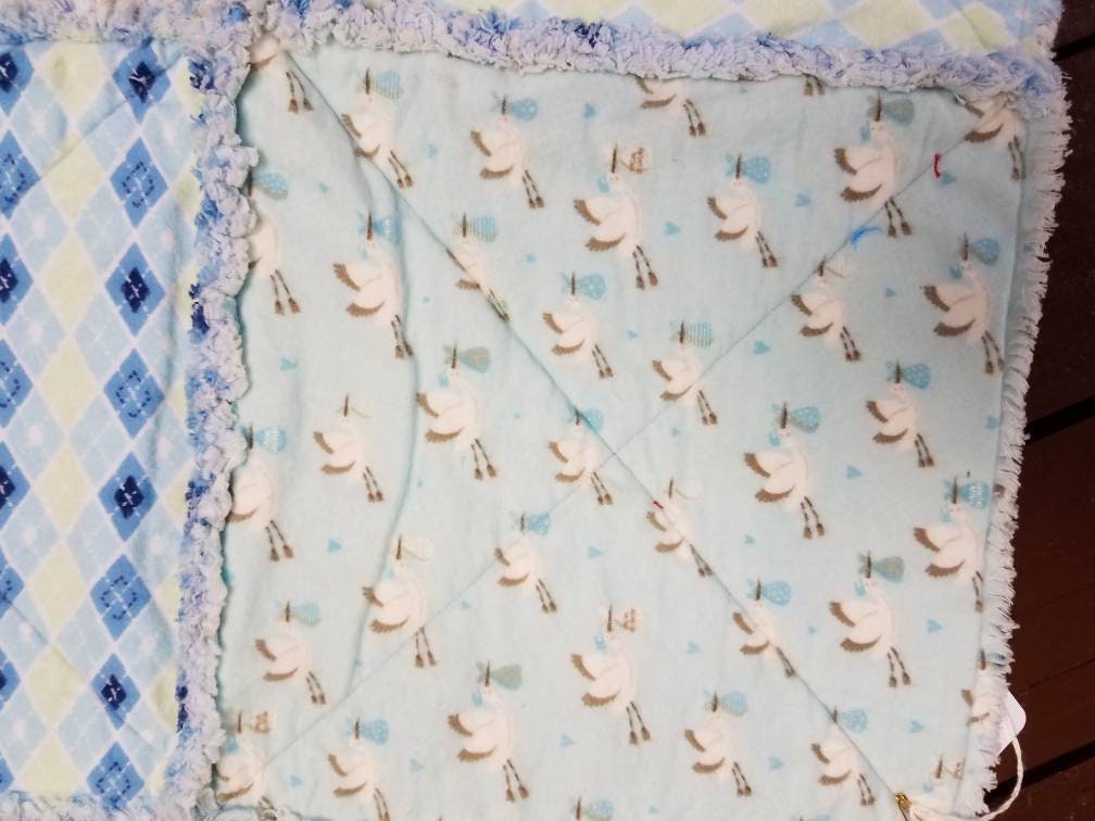 Blue vintage style infant quilt