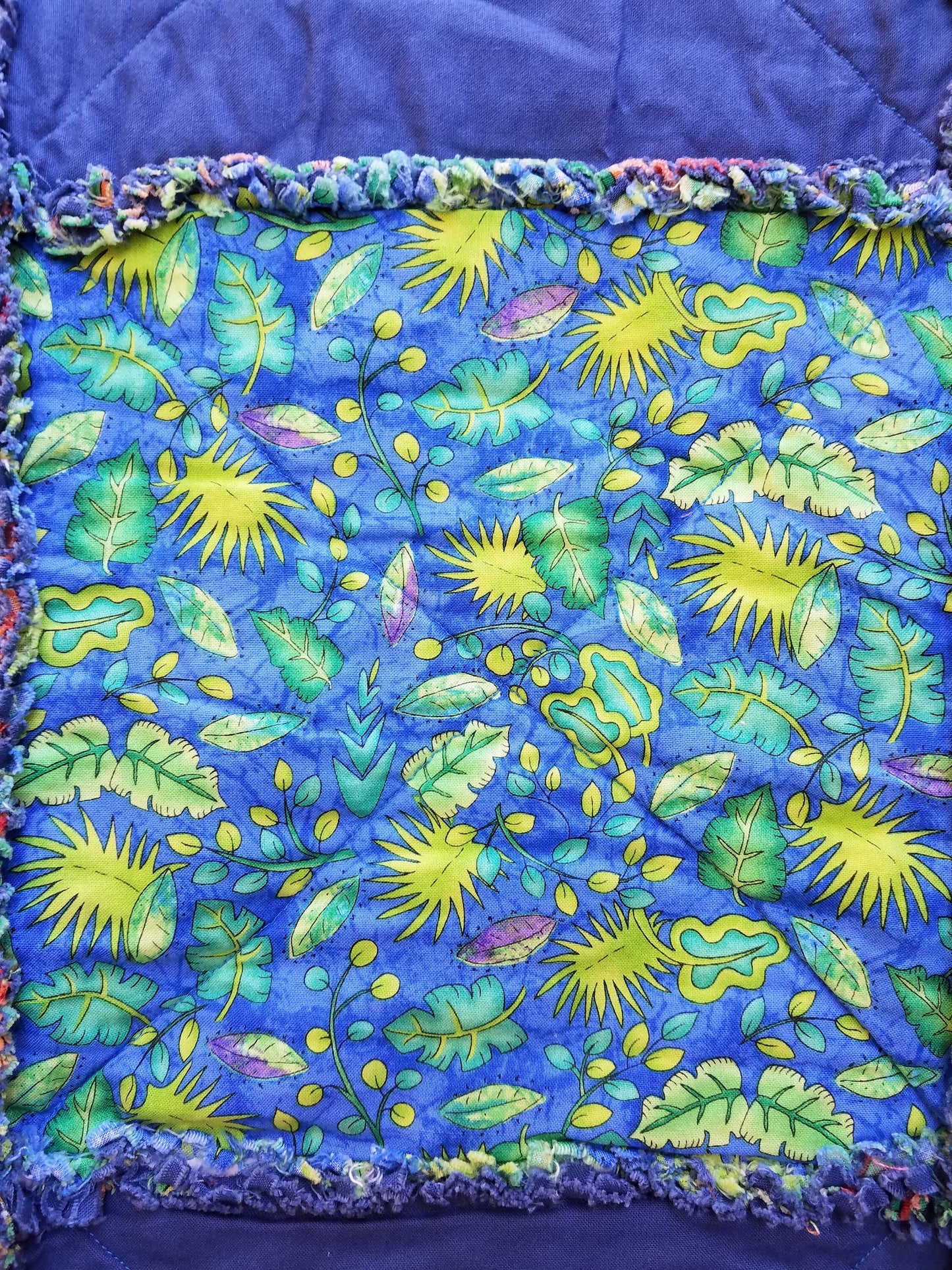 Reversible Childs Rag Quilt  Bright Primary Colors, Bugs & Reptiles, Checkerboard Design, 100% Cotton