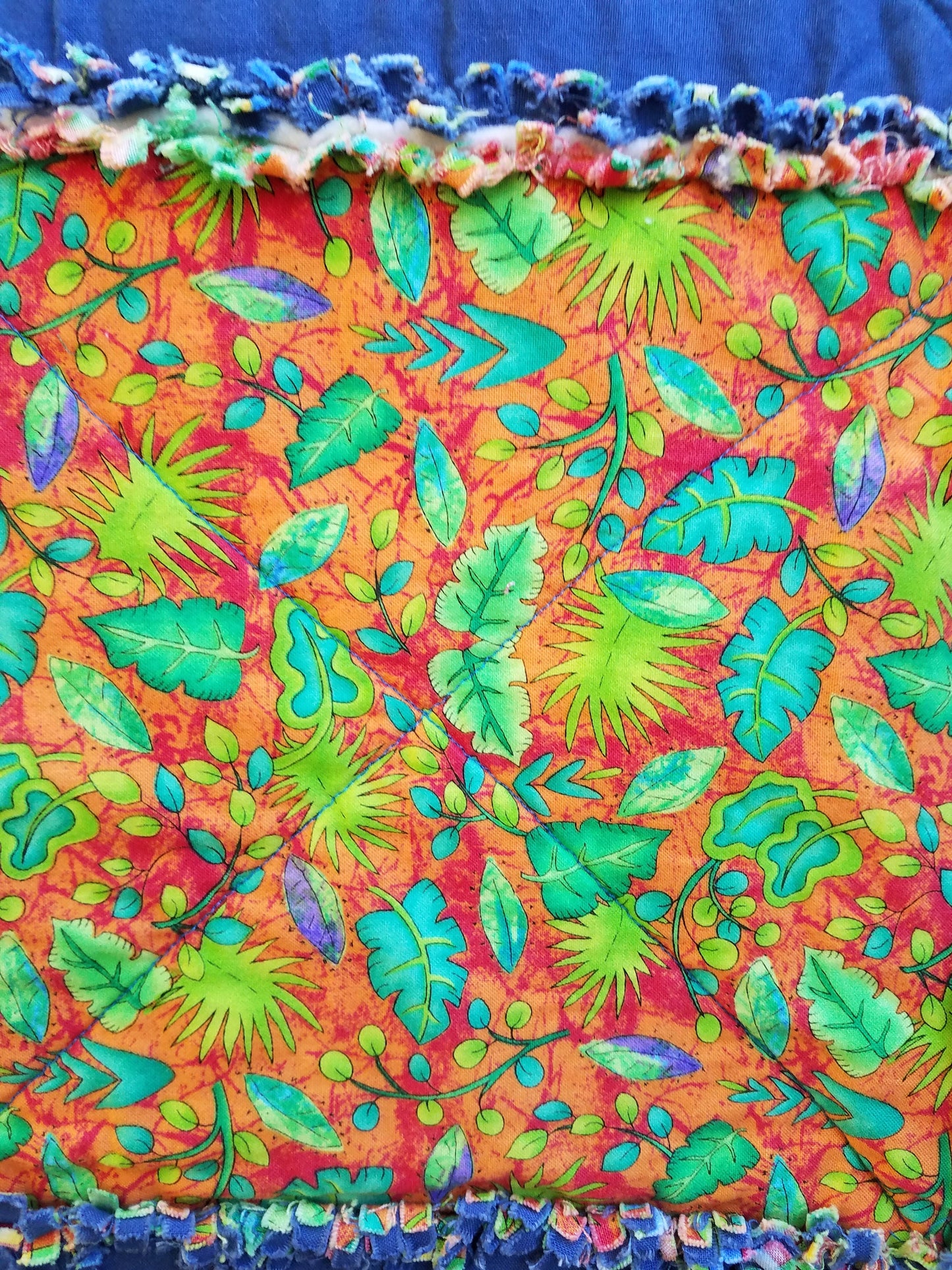 Reversible Childs Rag Quilt  Bright Primary Colors, Bugs & Reptiles, Checkerboard Design, 100% Cotton