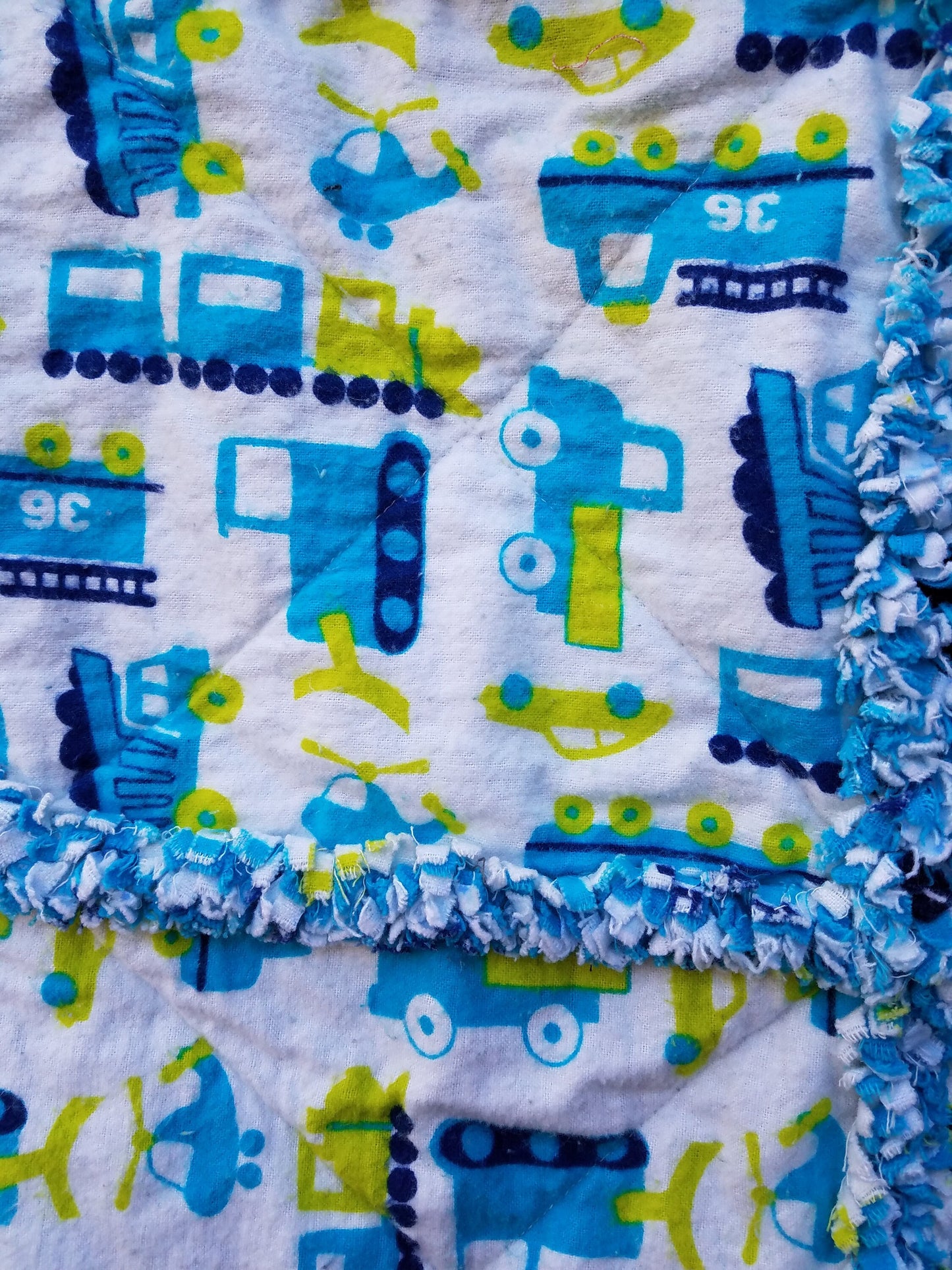 Blue Trucks Rag Quilt for Baby
