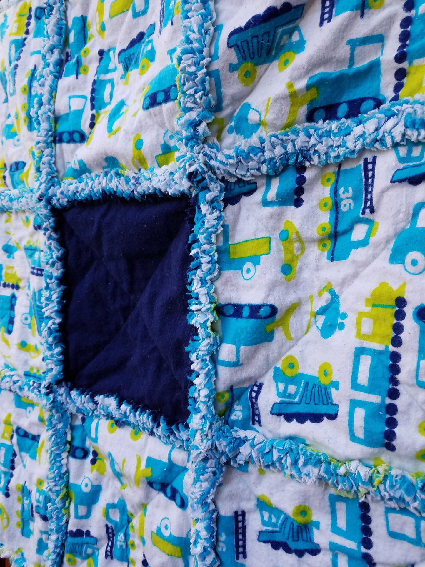 Blue Trucks Rag Quilt for Baby
