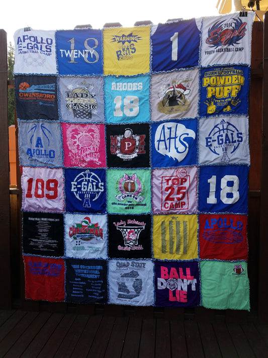 Custom T-Shirt Rag Quilt - Memory Keepsake Made to Order