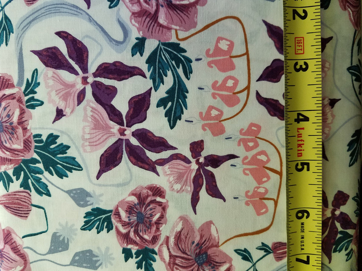 Mauve Floral Quilting Fabric by the yard