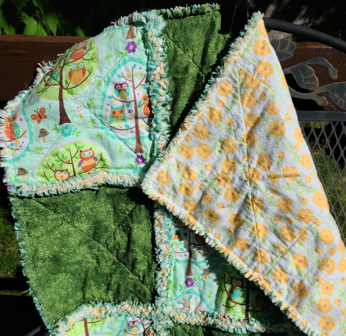 Woodland nursery rag quilt