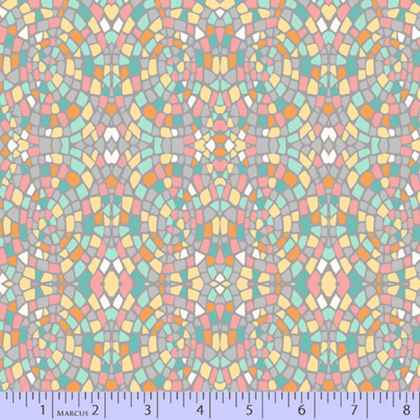 Turquoise and Gray Geometric Cotton Fabric
