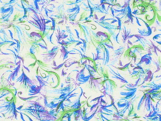 Blue, Purple and Green Wisp Quilting Cotton Fabric