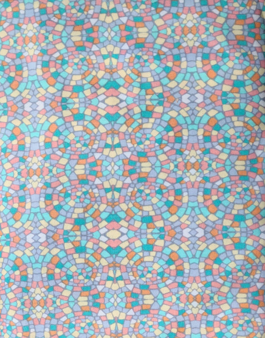 Turquoise and Gray Geometric Cotton Fabric
