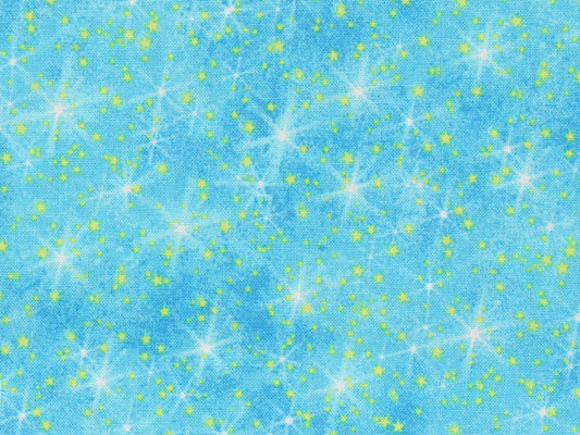 Galaxy Stars Aqua Cotton Quilt Fabric