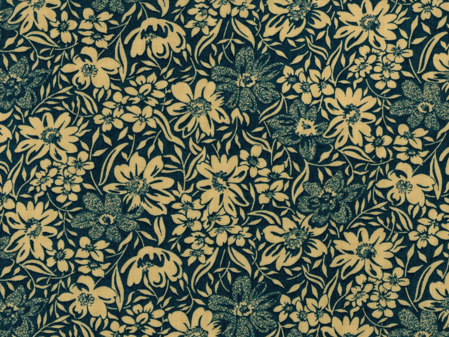 Teal Floral Cotton Fabric
